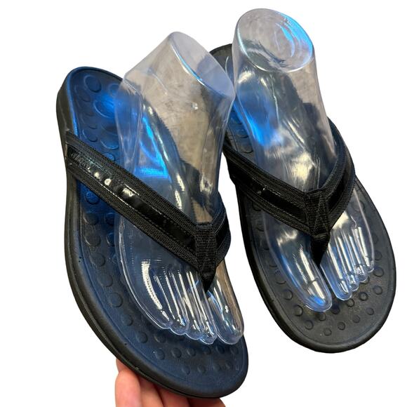 Vionic Tide Black Sandals Flip Flop Flats Comfort Orthaheel Womens 11 - Picture 1 of 7